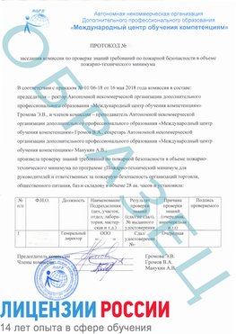 Образец протокола пожарно-техническому минимума Новомичуринск Обучение пожарно техническому минимуму